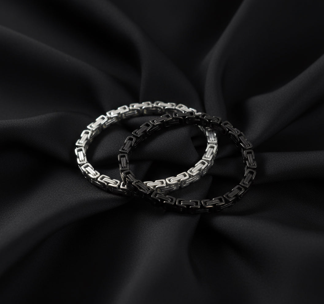 Box Chain Bracelets | Black and Silver | Stainless Steel Bracelets