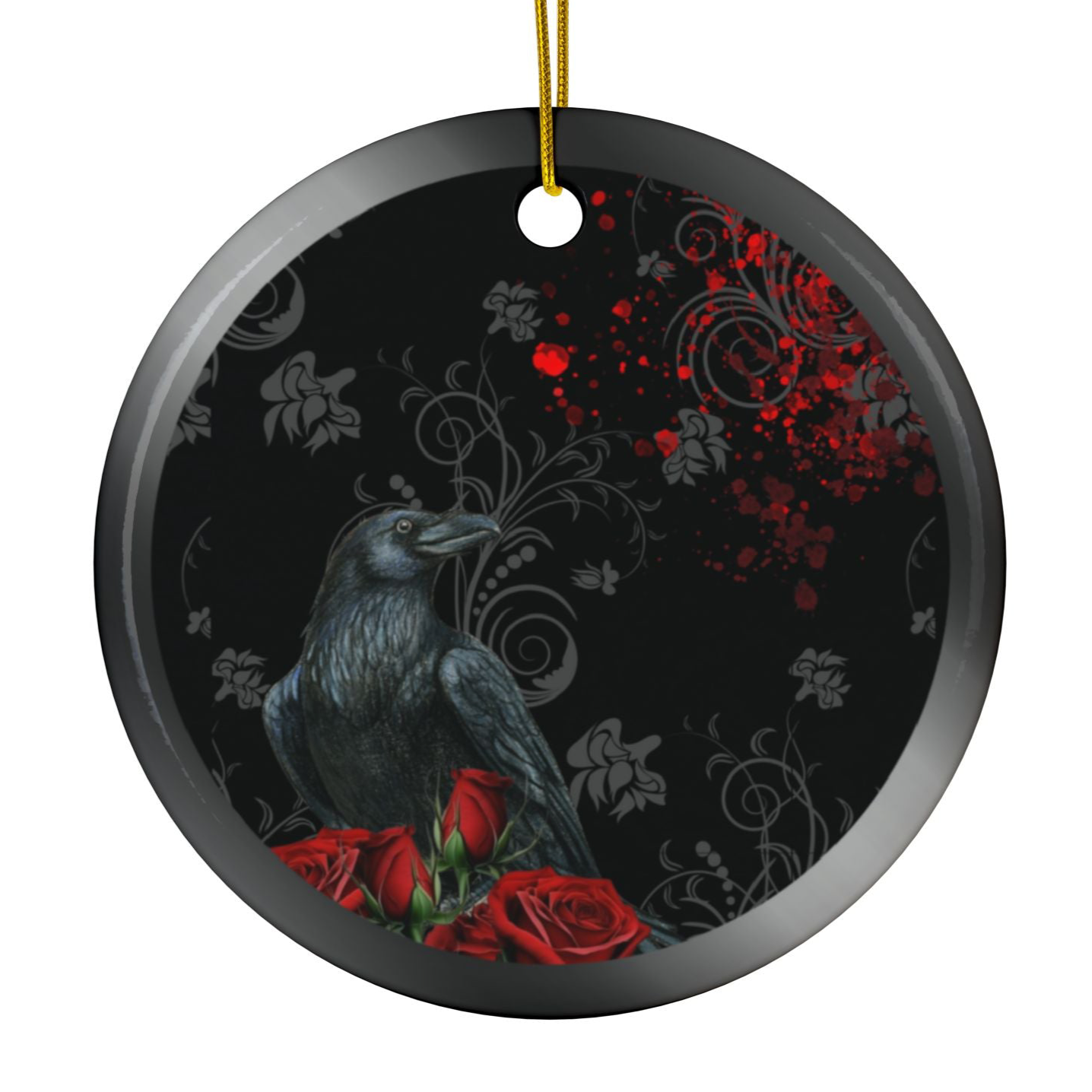 Black Feather / Red | Heirloom Ceramic Ornaments (1pc, 3pc, 5pc, 10pc)