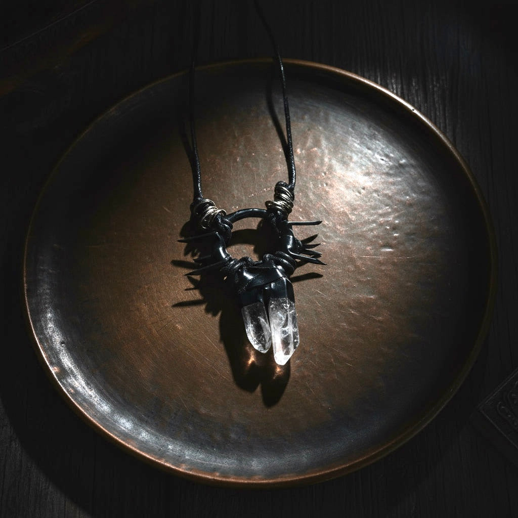 Corded Nightside Necklaces | Crescent Moon Urban Industrial Pendants