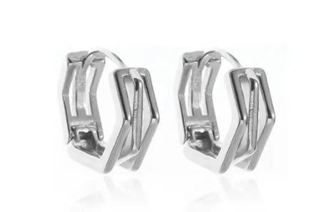 Geometric Hoop Earrings | Black & Silver
