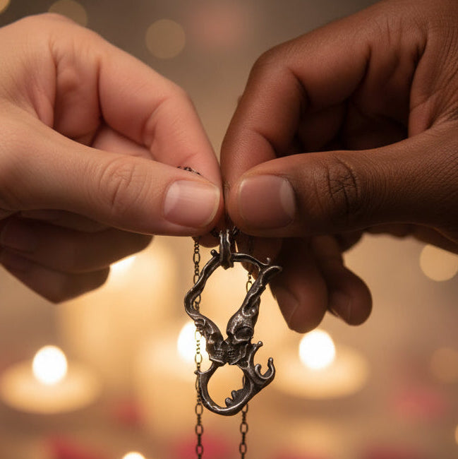 Eternal Love | Gothic Skull Pendant | Retro Double Skull Necklace