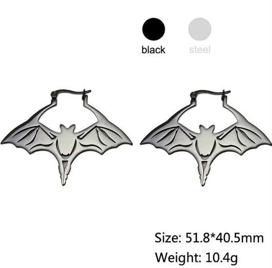Steel Cut Gothic Earrings  (Black / Silver)