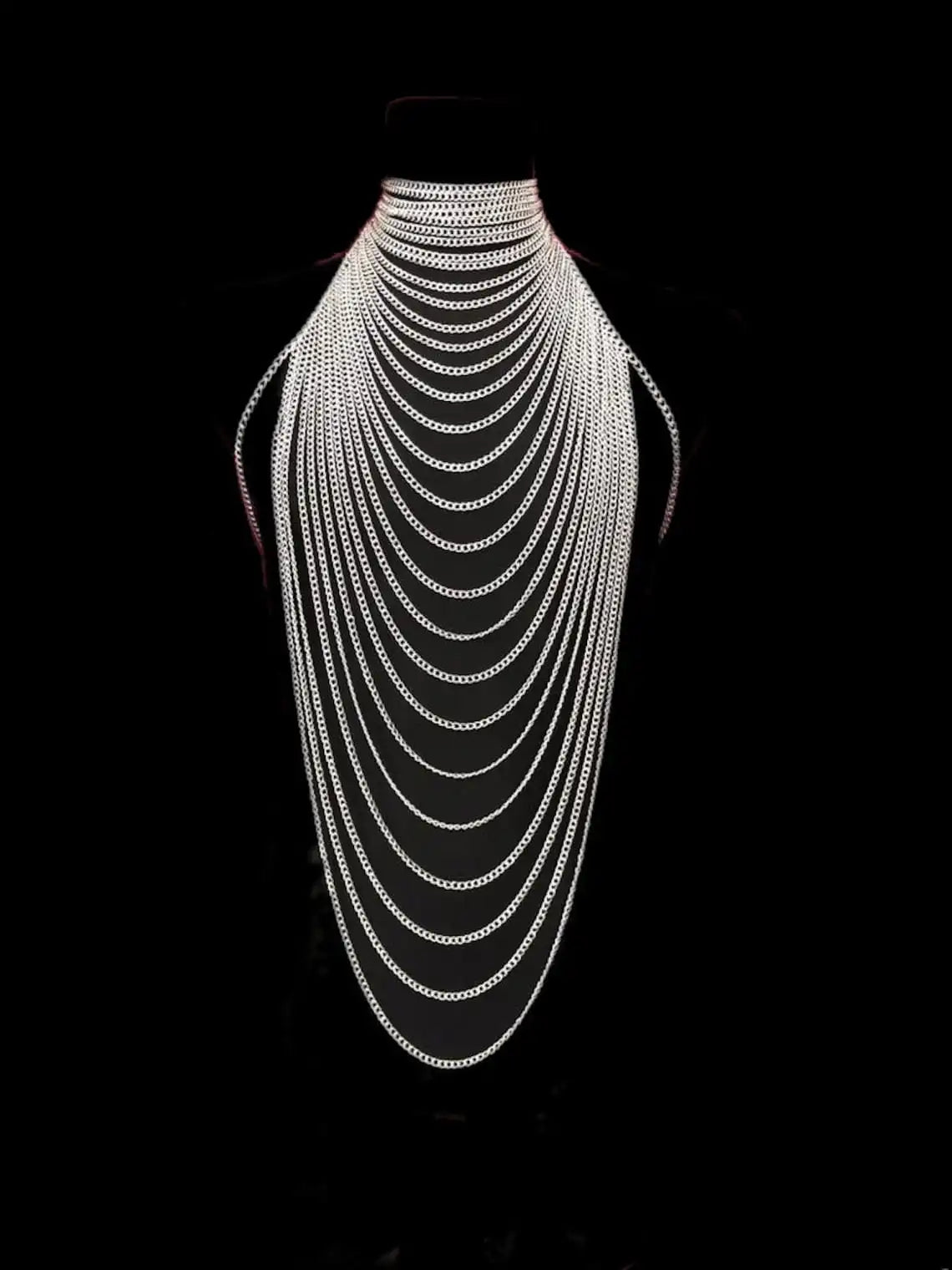 Multi-Layered Chain Necklace |  Body Harness Chain Accessories  | 3 Colors Gold Silver Gray