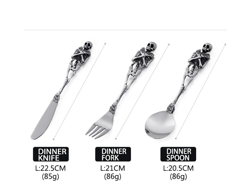 Skeleton Cutlery Set | Dining Flatware (3pc Set or 1pc)