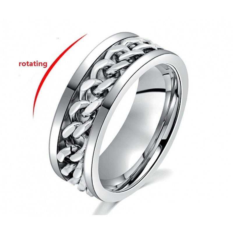 Titanium Steel Rings | Rotatable Chain