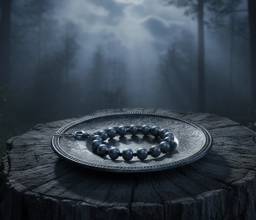 Grey Moons - Glass Pearl Bracelet