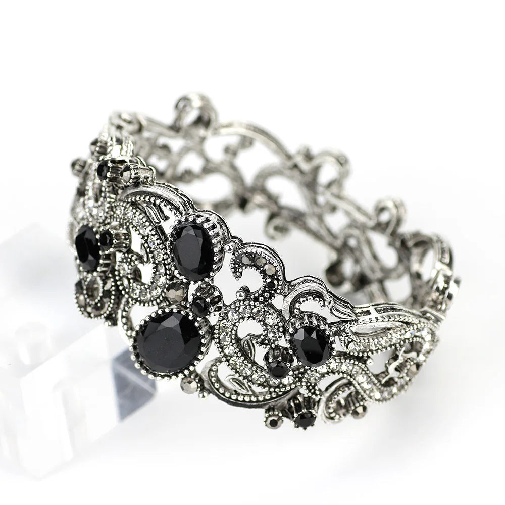 Bohemia Gray Crystal Bangle | Cuff Bracelet
