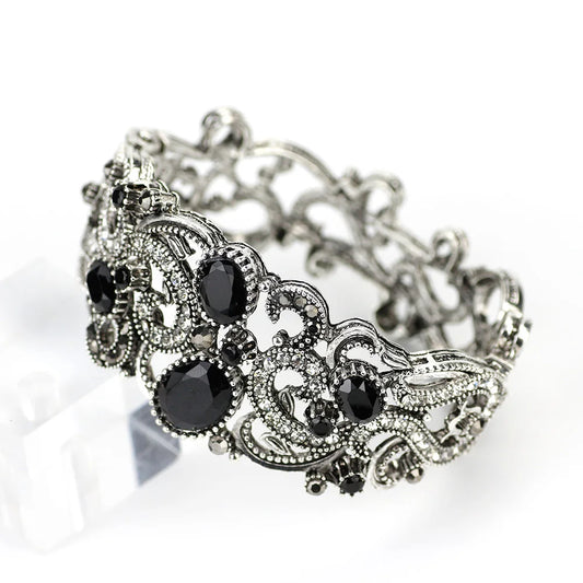 Bohemia Gray Crystal Bangle | Cuff Bracelet