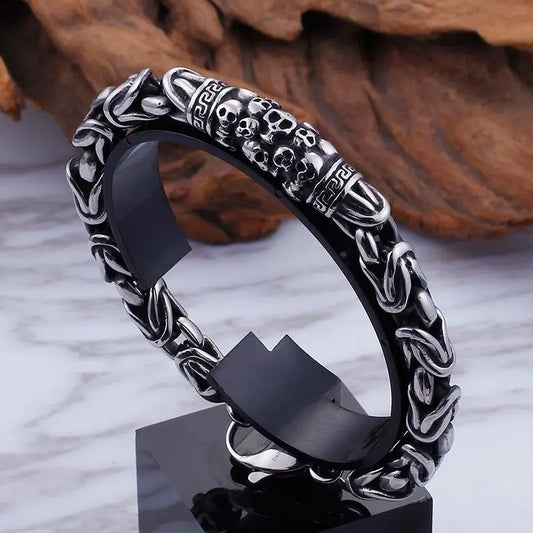 Gothic Skull Silver Chain Bracelet | Unisex Thick Chian