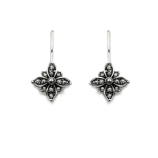 Star Flower Earrings | Marcasite Silver Zirconia