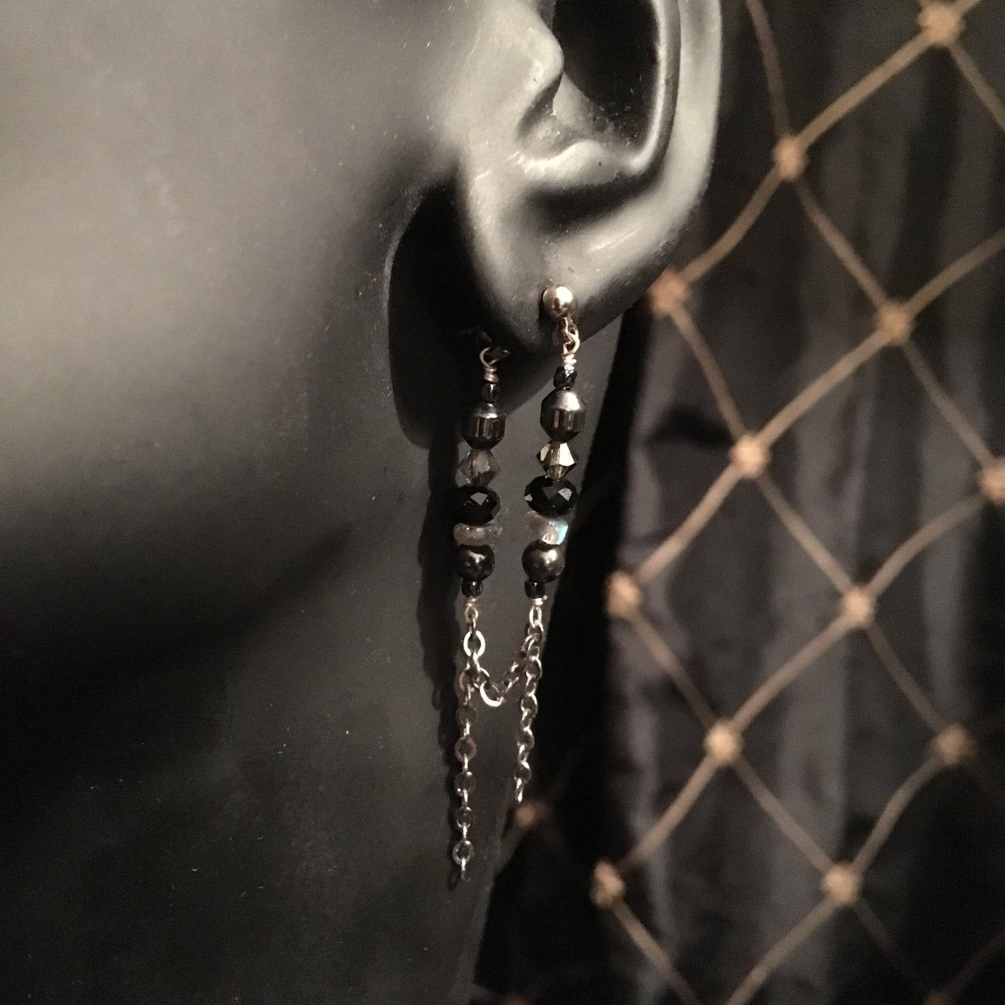 Grey Dropped Earrings | Stainless Steel Chain Looped Earrings