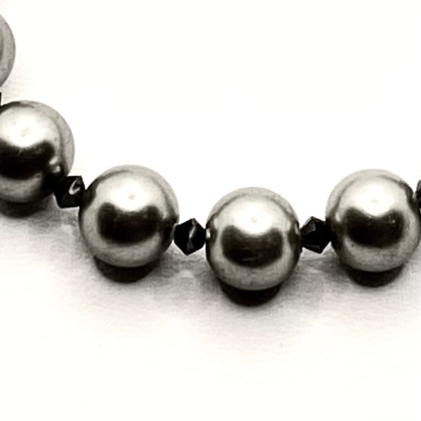 Grey Moons - Glass Pearl Bracelet