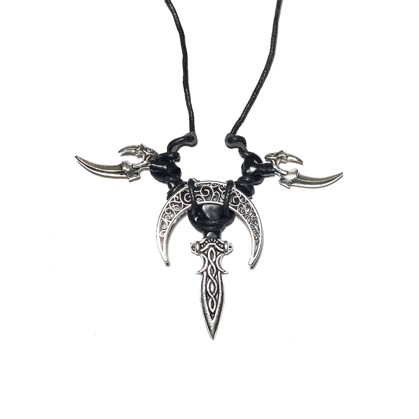 Corded Nightside Necklaces | Crescent Moon Urban Industrial Pendants