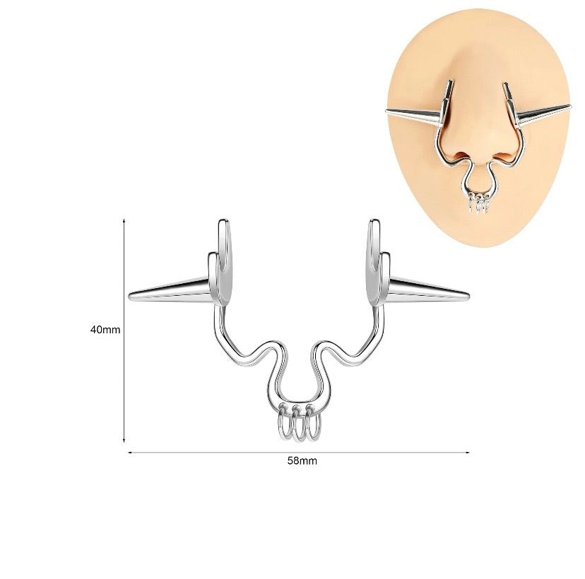 Cyberpunk Spike Nose Ring Jewelry | Non-Piercing