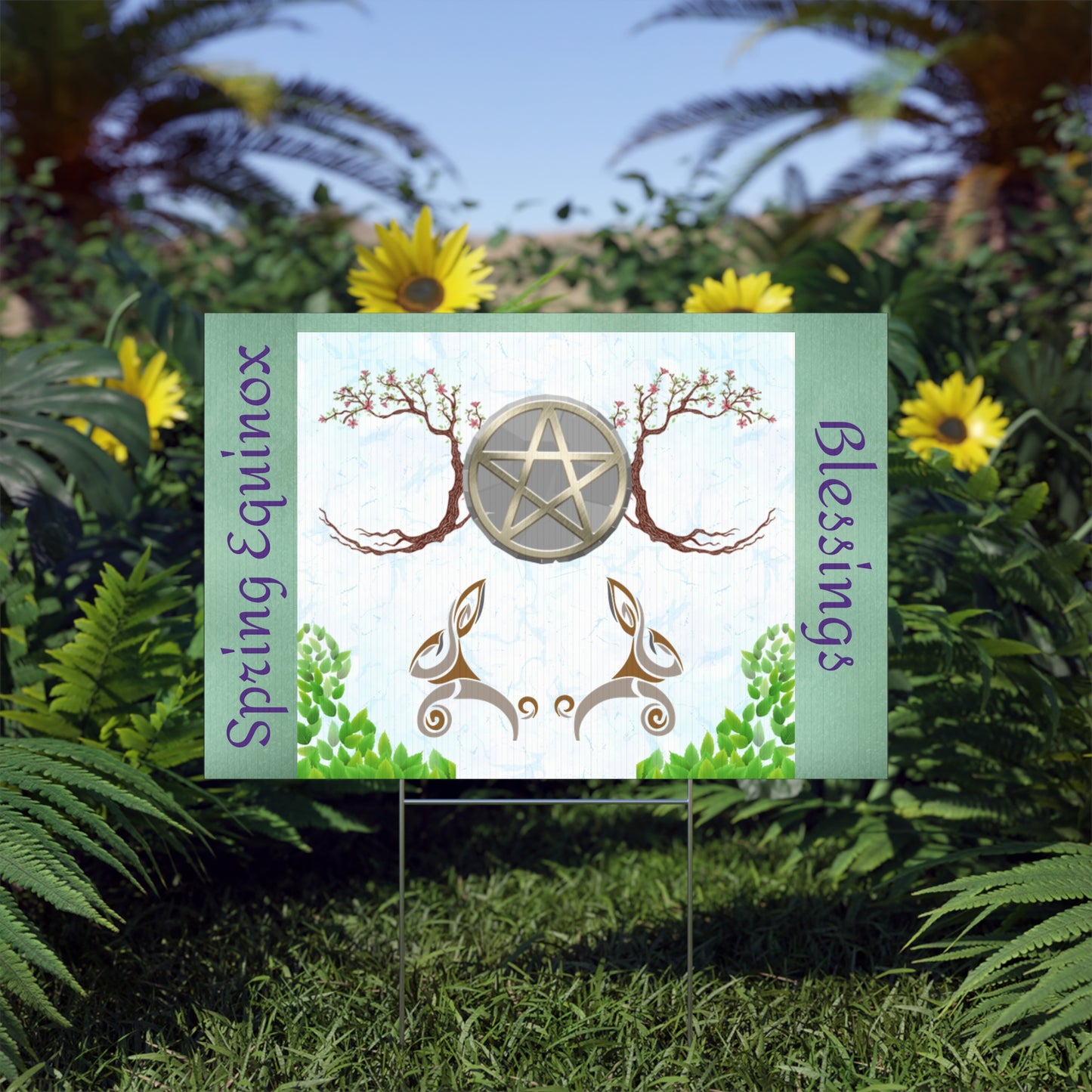 Spring Equinox Blessings | Lawn Sign Garden Decor