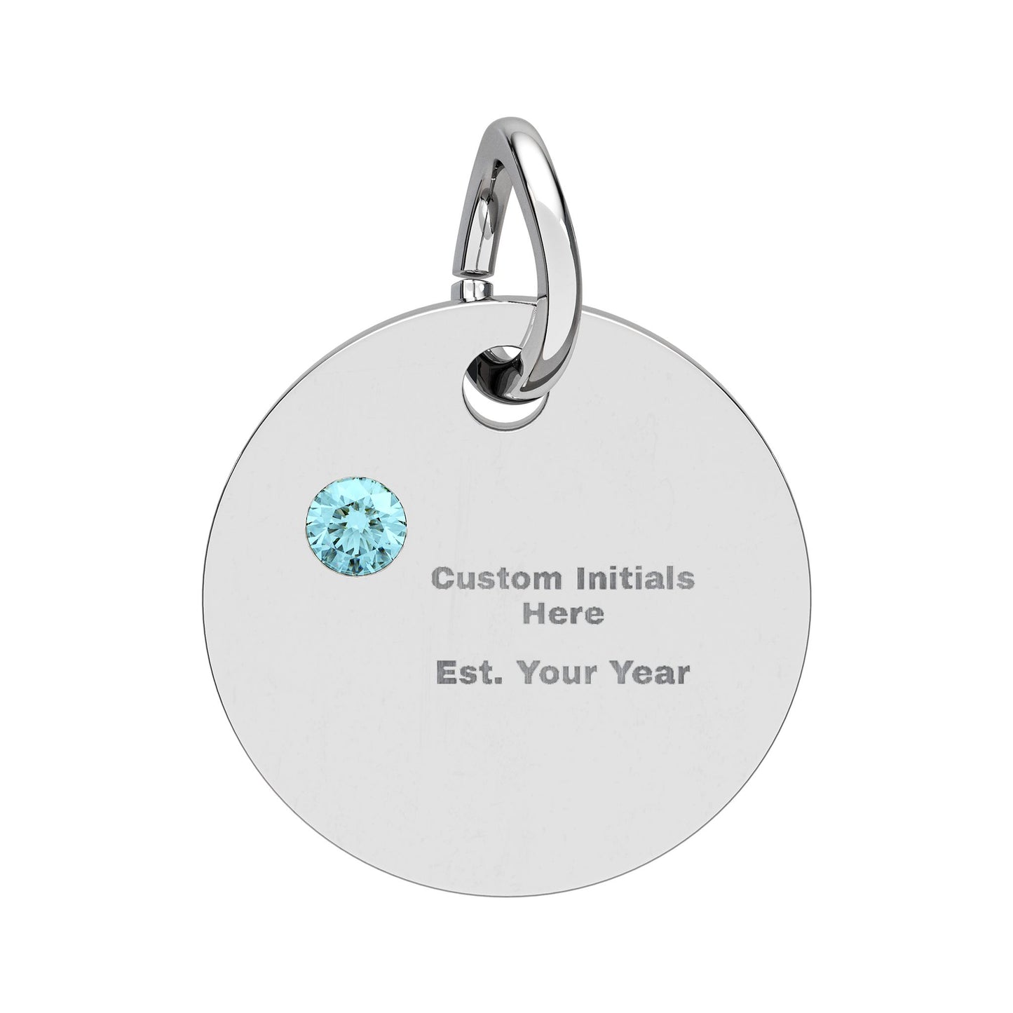 Engravable Birthstone Circle Charm | Personalized Initial & Year Pendant
