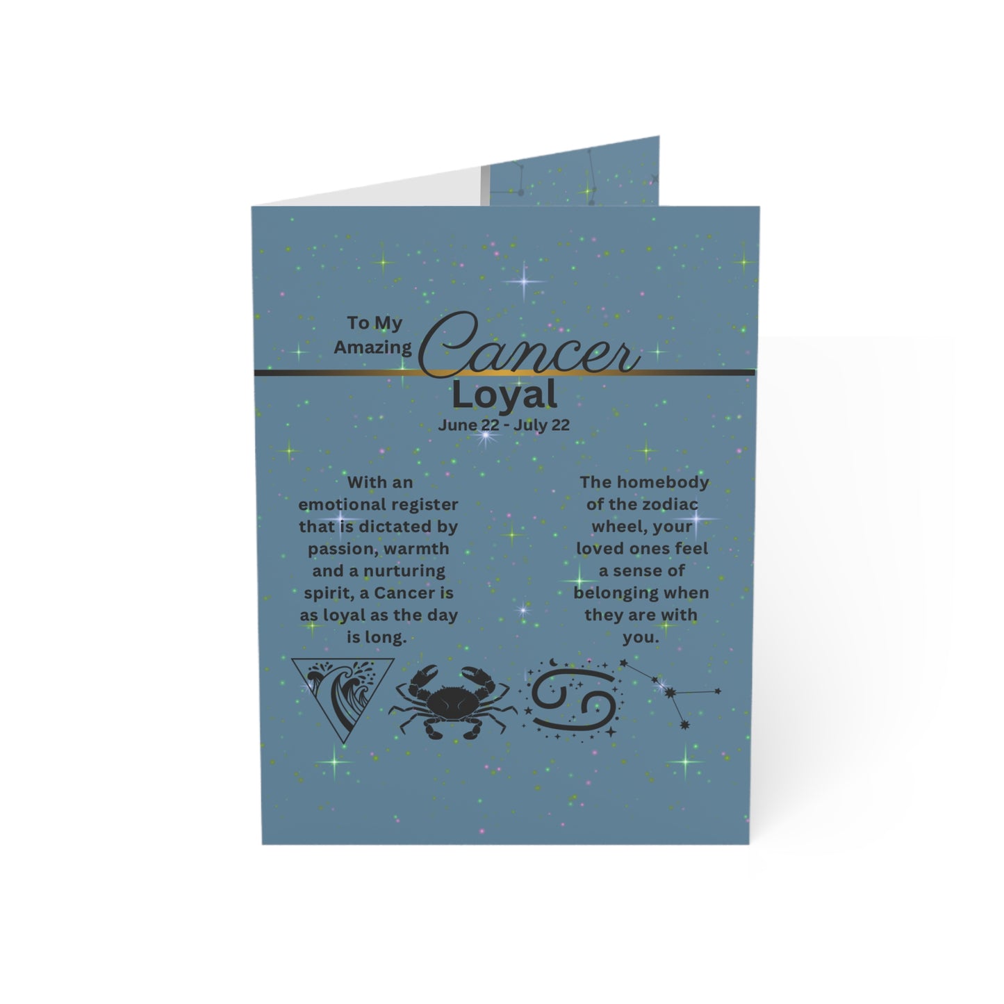 Cancer | Blue | Zodiac Greeting Cards |  (1, 10 pcs)