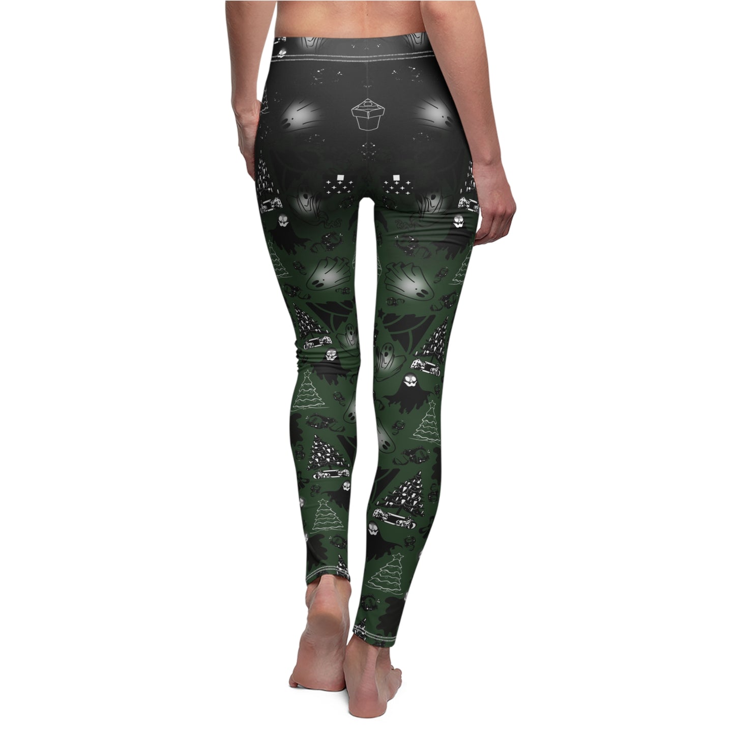 Nightmare Casualties Wear| Boomas Eve (Green) All Over Print Leggings | Women's Casual Holiday Wear