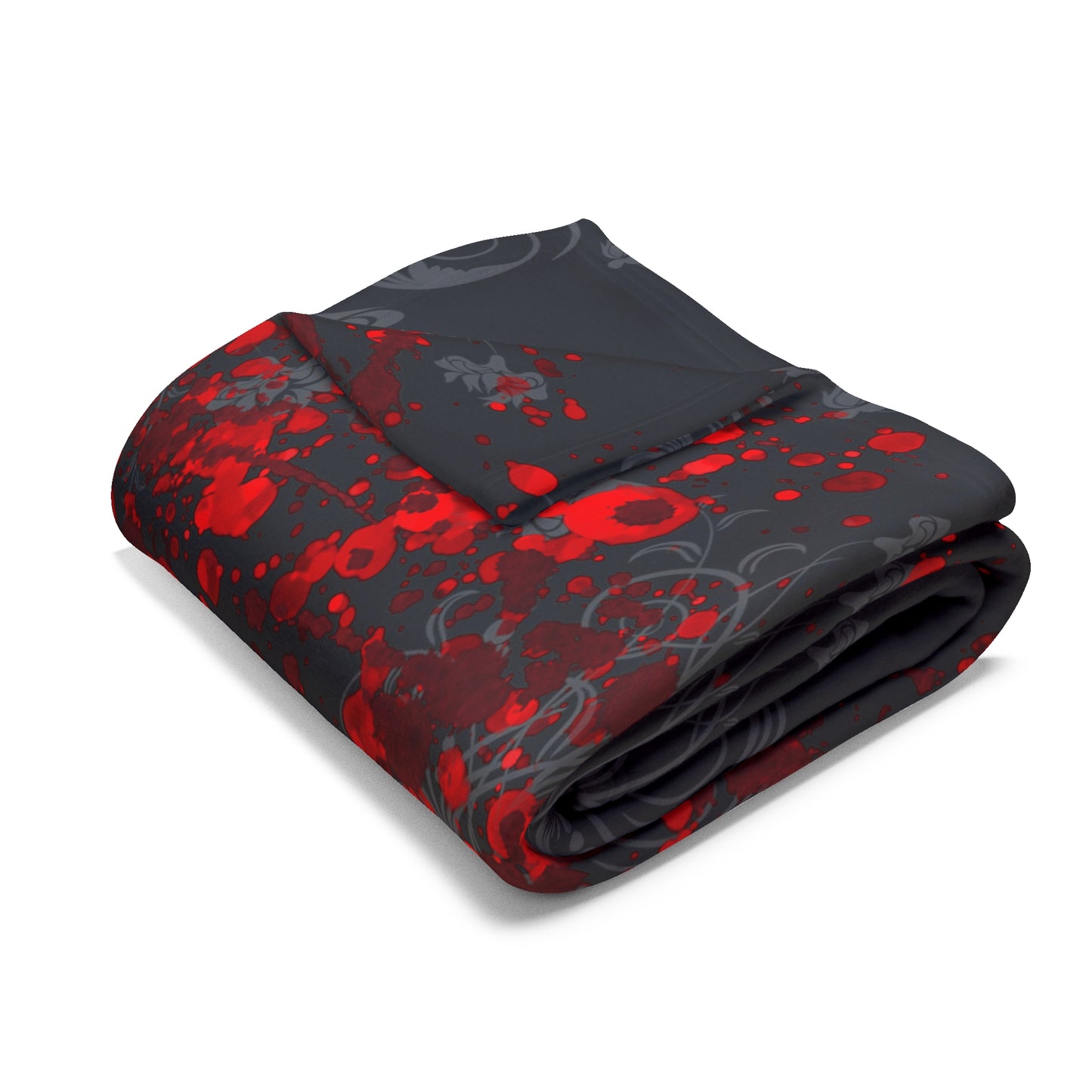 Black Feathers and Red Roses | Velveteen Microfiber Blanket