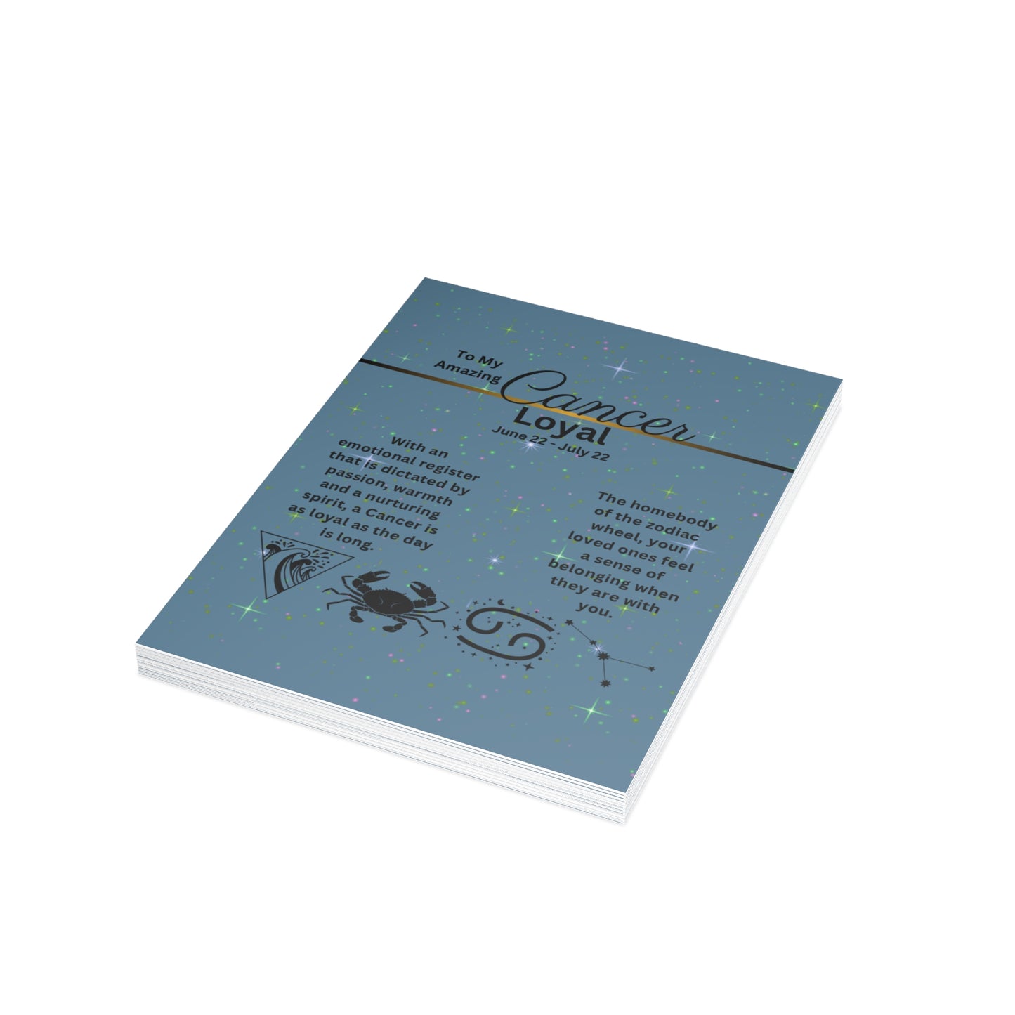 Cancer | Blue | Zodiac Greeting Cards |  (1, 10 pcs)