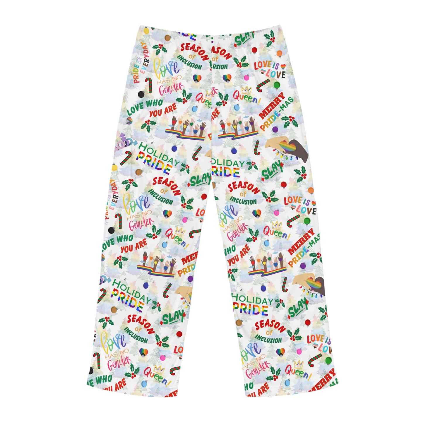 Holiday Pride Pajama Pants | LGBTQ+ Festive All-Over Print (Masculine)