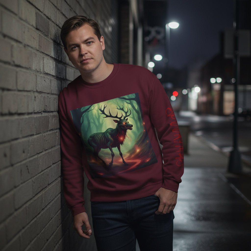 Deerus Demon | Crewneck Sweatshirt - Cozy Ugly Holiday Pullover,