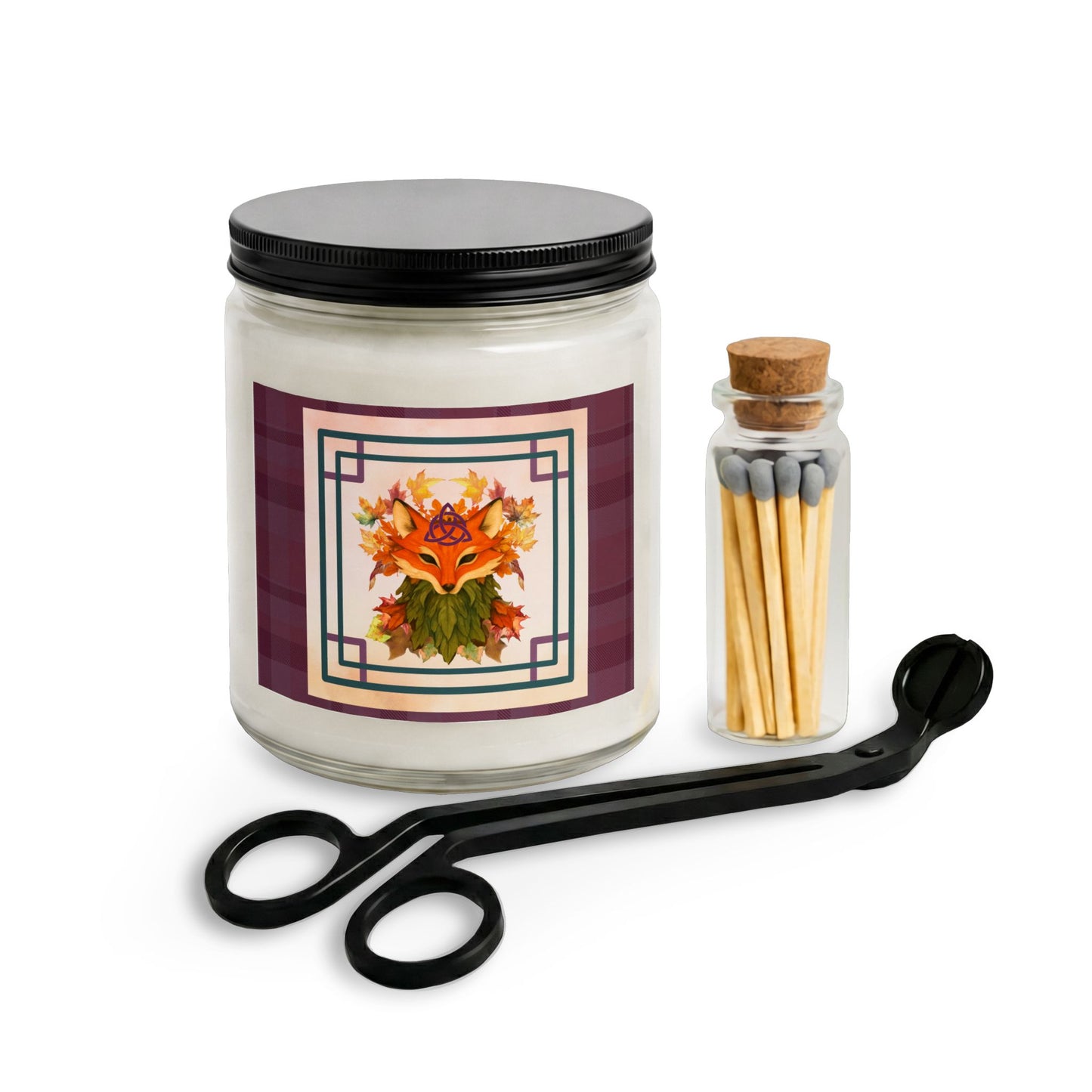 Spiritumn | Fall Equinox | Autumn Fox Spirit Candle Set | Matches and Wick Trimmer