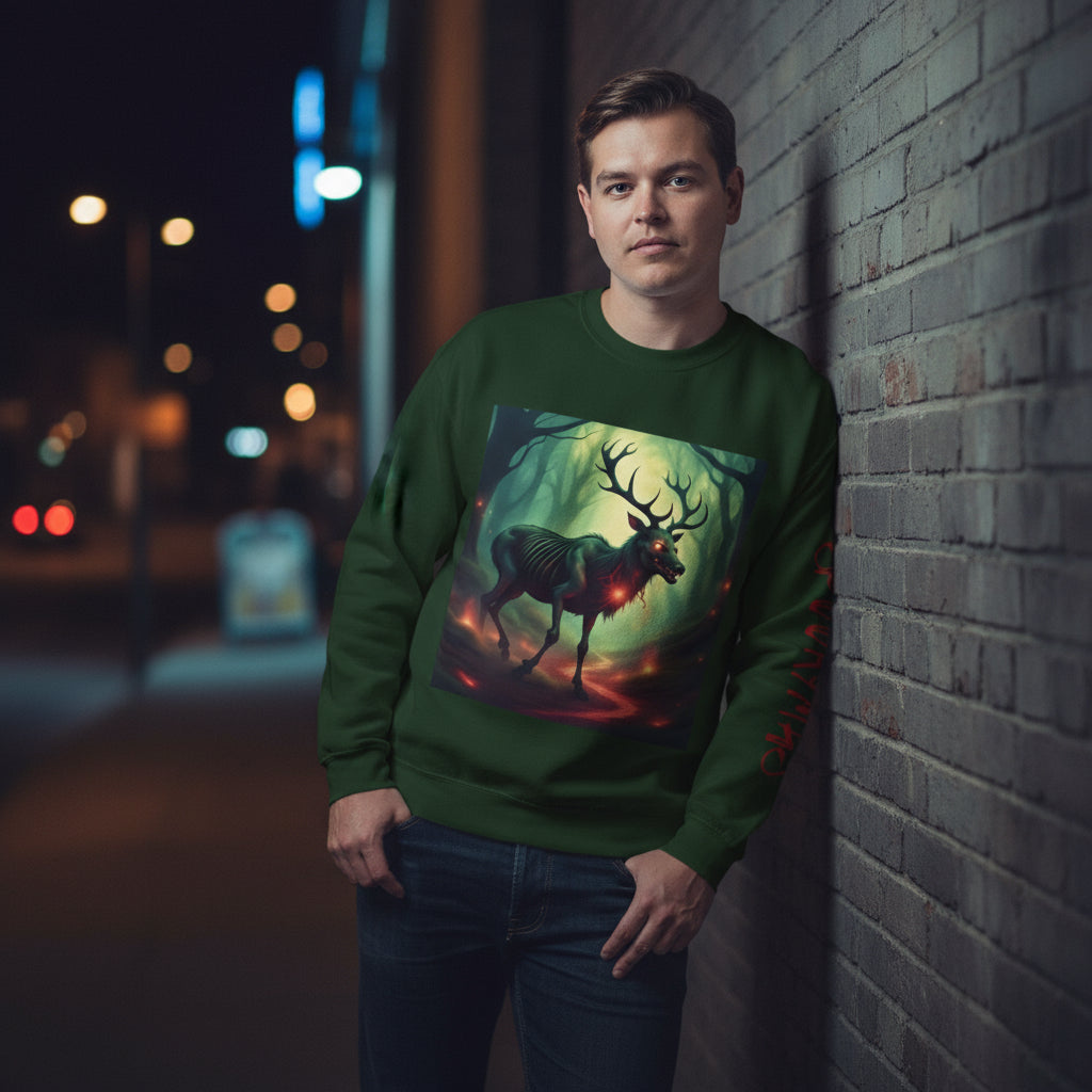 Deerus Demon | Crewneck Sweatshirt - Cozy Ugly Holiday Pullover,