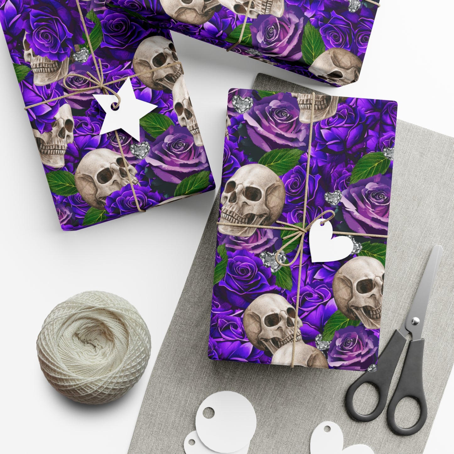 Skulls ‘n’ Roses (Purple) | Diamond Hearts | Gift Wrap Papers