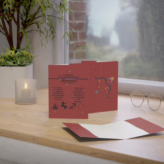Sagittarius | Red | Zodiac Greeting Cards |  (1, 10 pcs)