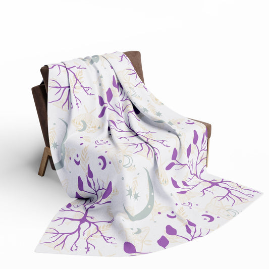 Moon Roots (Purple) | Witchy Home Decor | Microfiber Blanket (Two Sided)