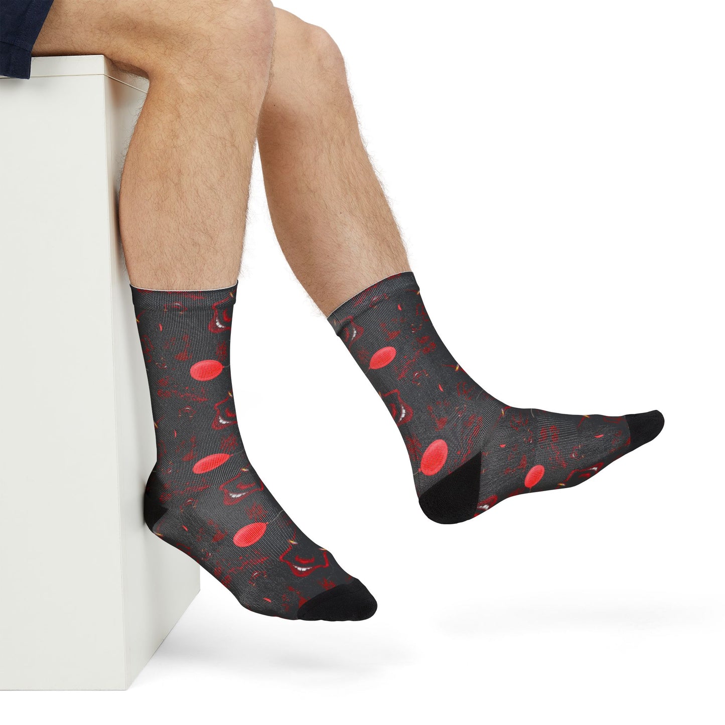 Horror Socks | Red Balloon in Black | Recycled Poly Socks | Cozy and Scary