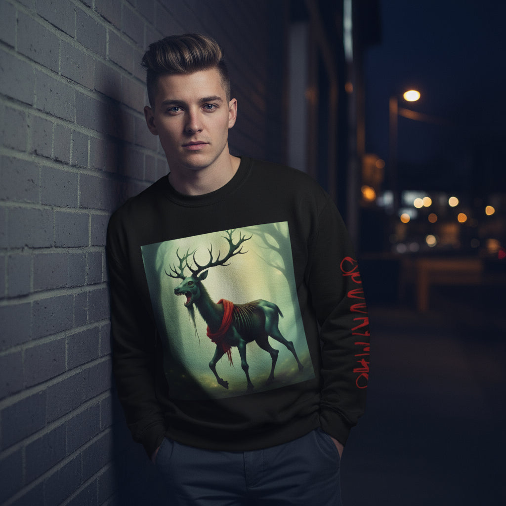 Wraithdeer | Crewneck Sweatshirt - Cozy Ugly Holiday Pullover, Unisex Sweatshirt,