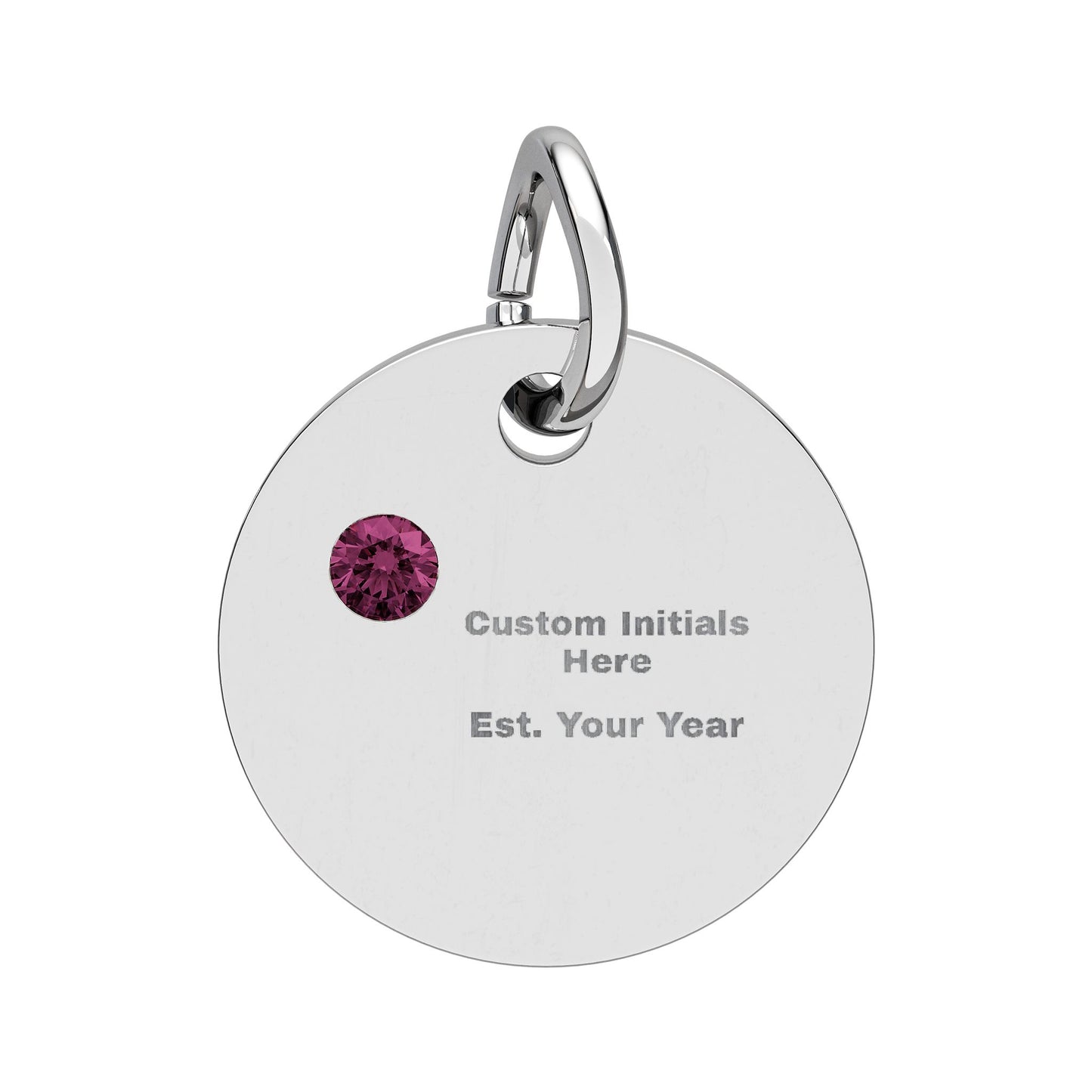 Engravable Birthstone Circle Charm | Personalized Initial & Year Pendant