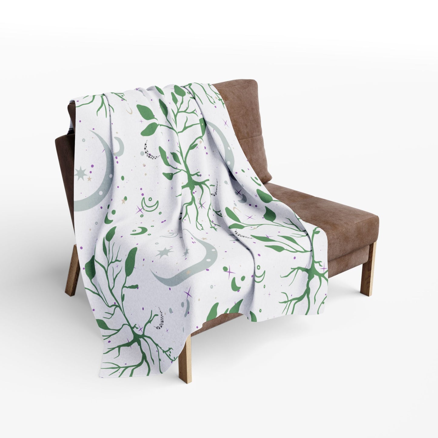 Moon Roots (Green) | Witchy Home Decor | Microfiber Blanket (Two Sided)