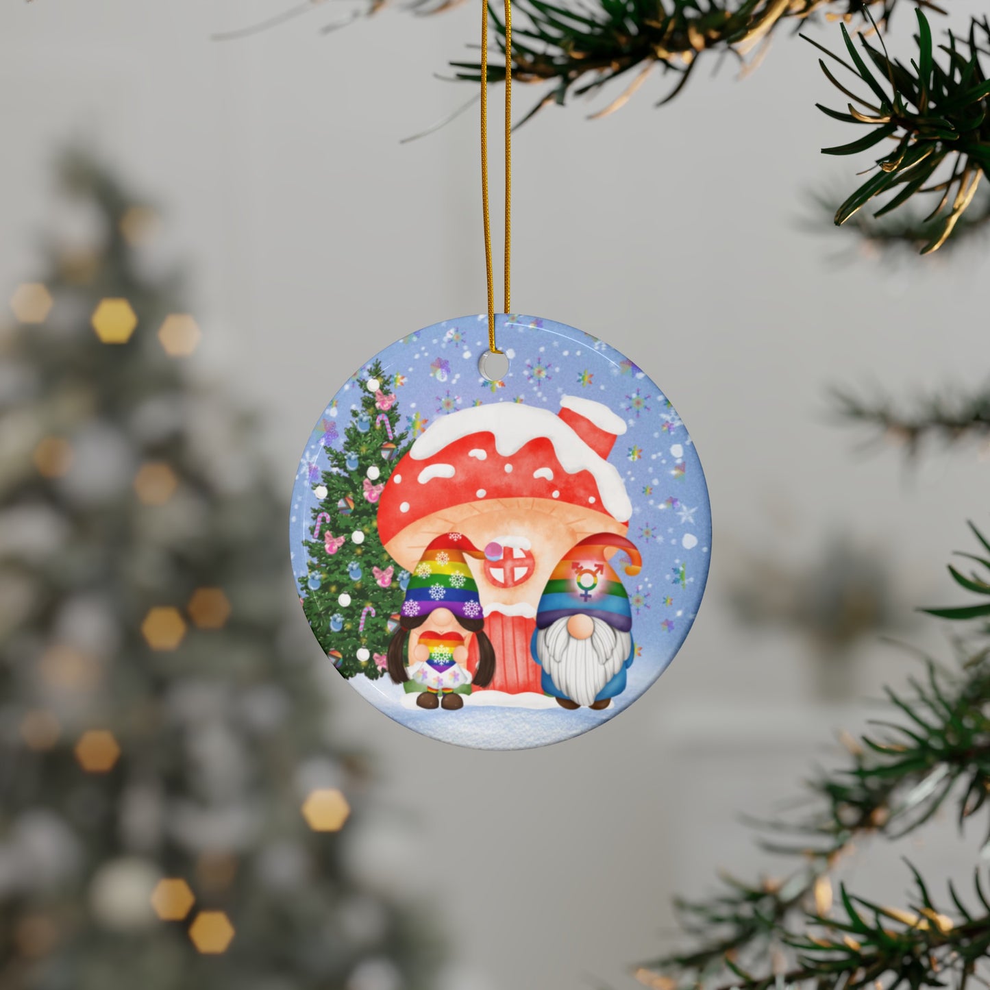 Trans All the Way | Pride-mas Holiday | Heirloom Ceramic Ornaments (1pc, 3pcs, 5pcs, 10pcs)