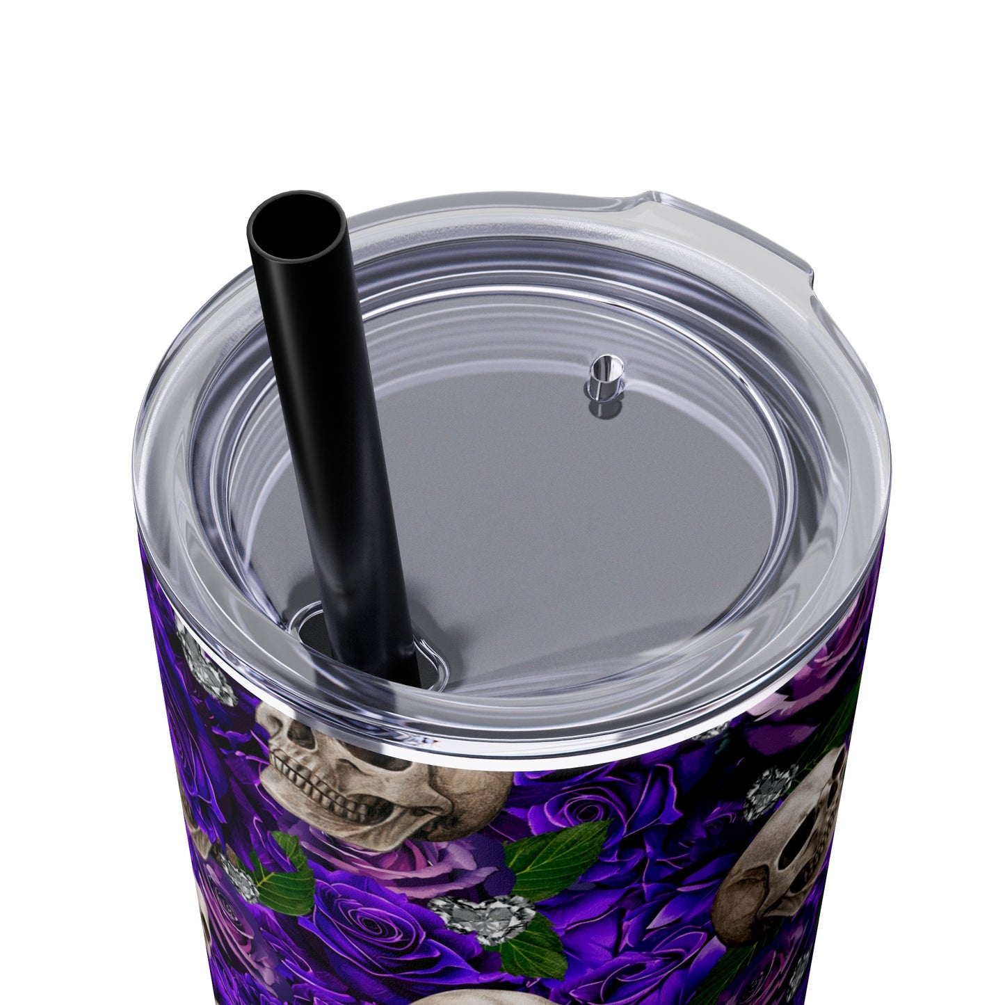 Rose & Skulls (Purple) Skinny Matte Tumbler, 20oz