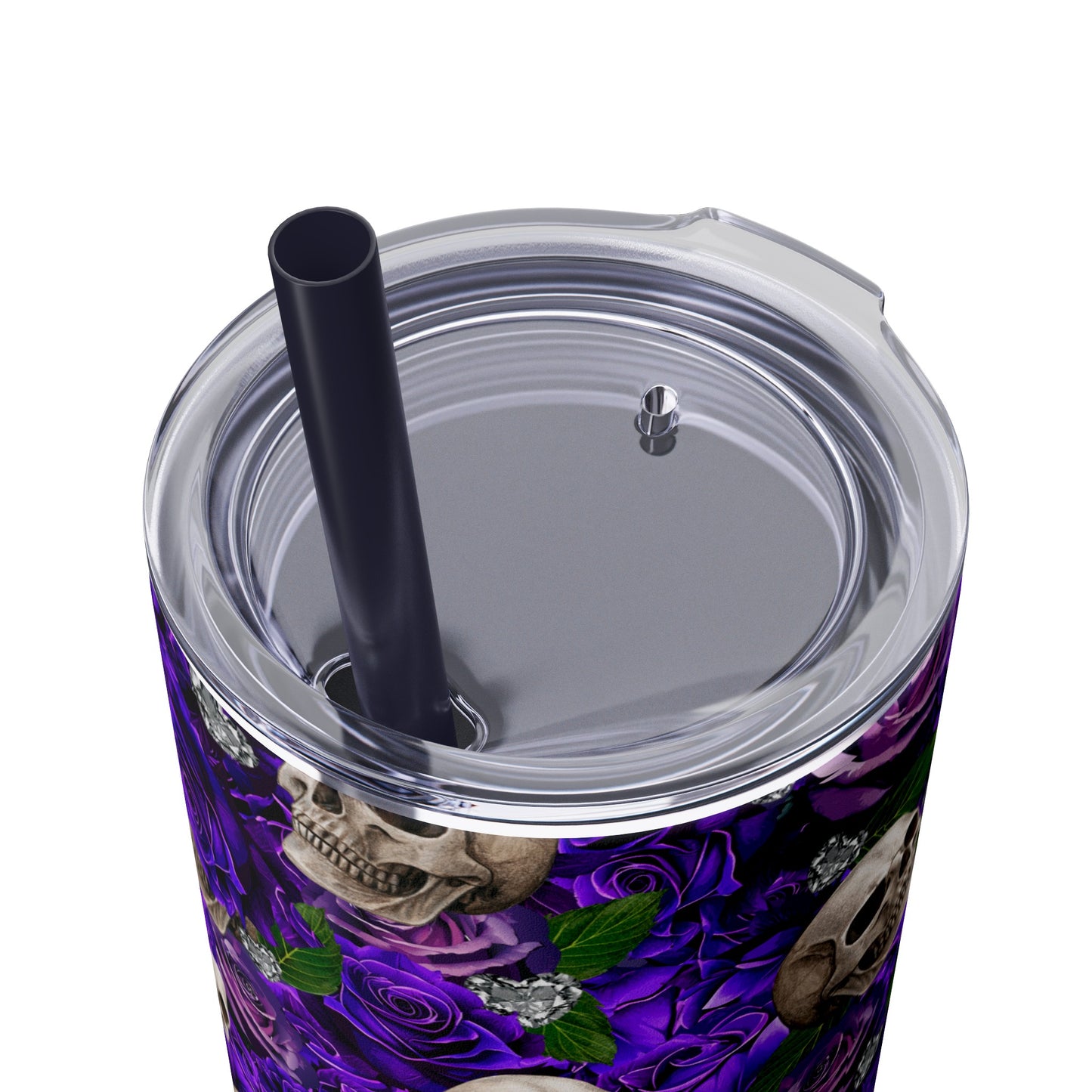 Rose & Skulls (Purple) Skinny Matte Tumbler, 20oz