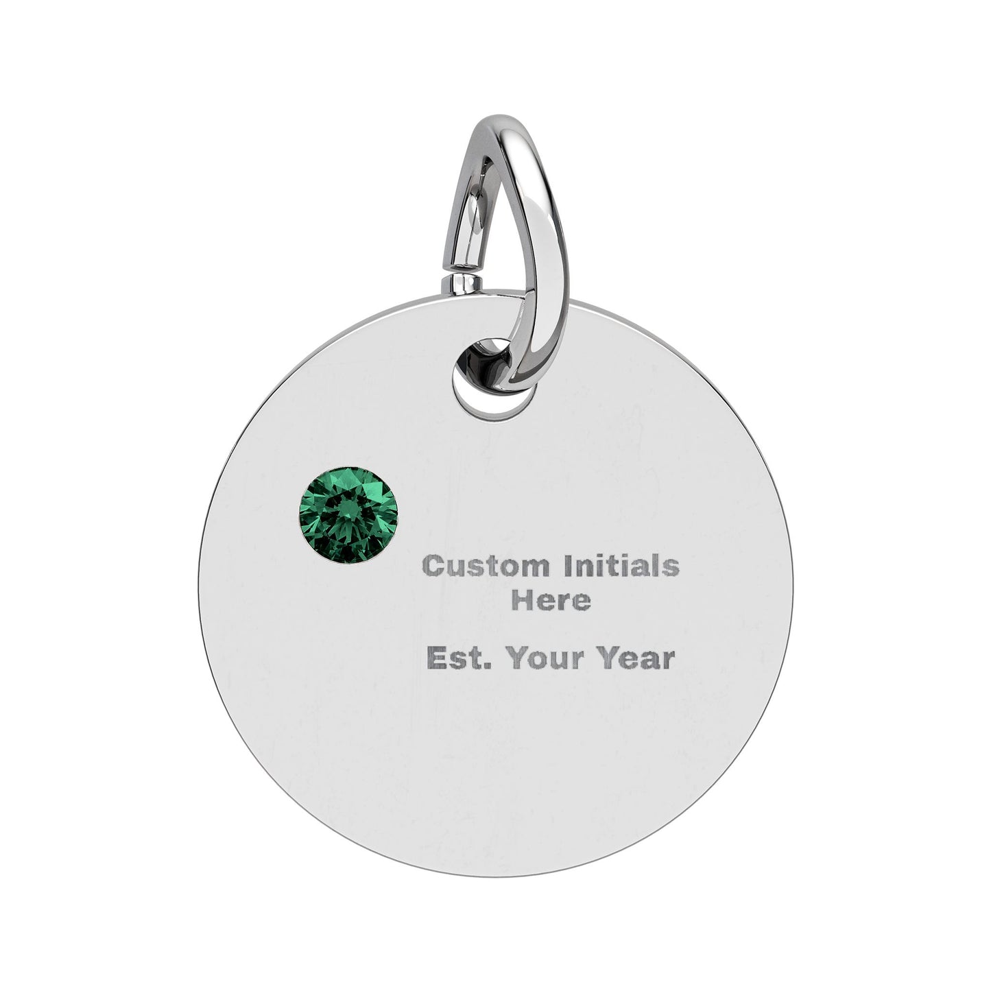 Engravable Birthstone Circle Charm | Personalized Initial & Year Pendant