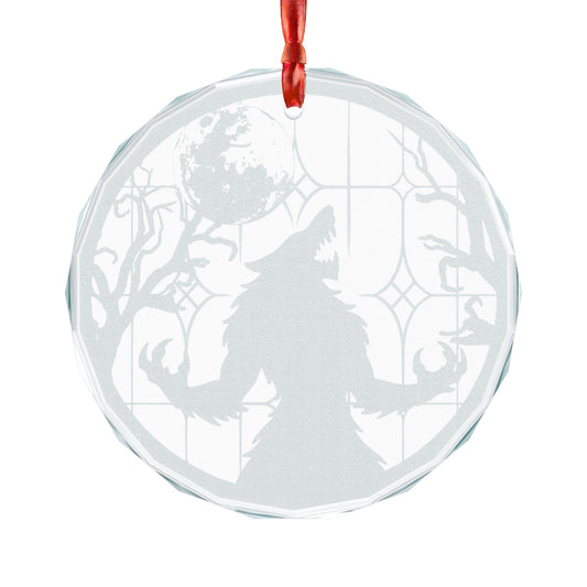 Engraved Glass Ornament | Wolfs Moon Holiday Decoration