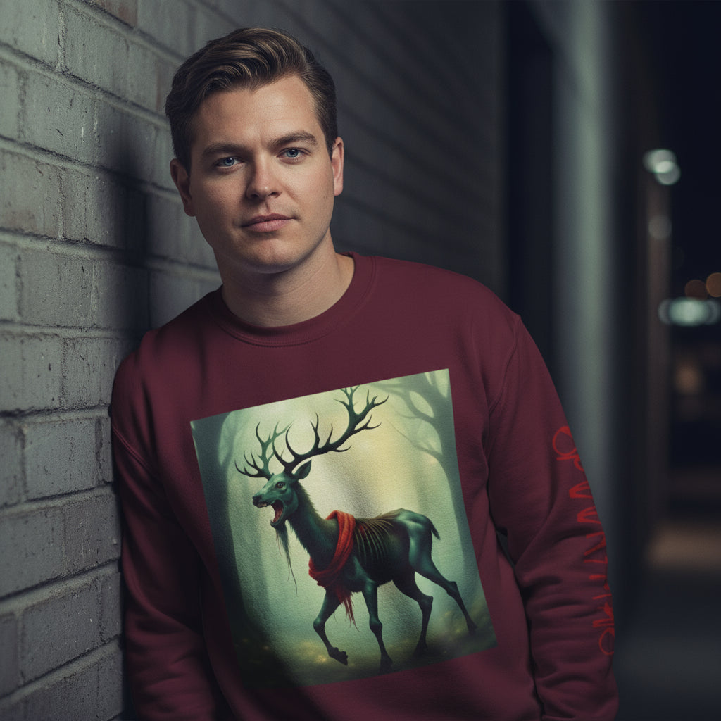 Wraithdeer | Crewneck Sweatshirt - Cozy Ugly Holiday Pullover, Unisex Sweatshirt,