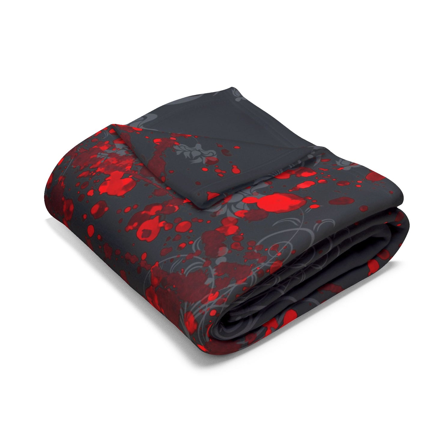 Black Feathers and Red Roses | Gothic Home Decor | Velveteen Microfiber Blanket