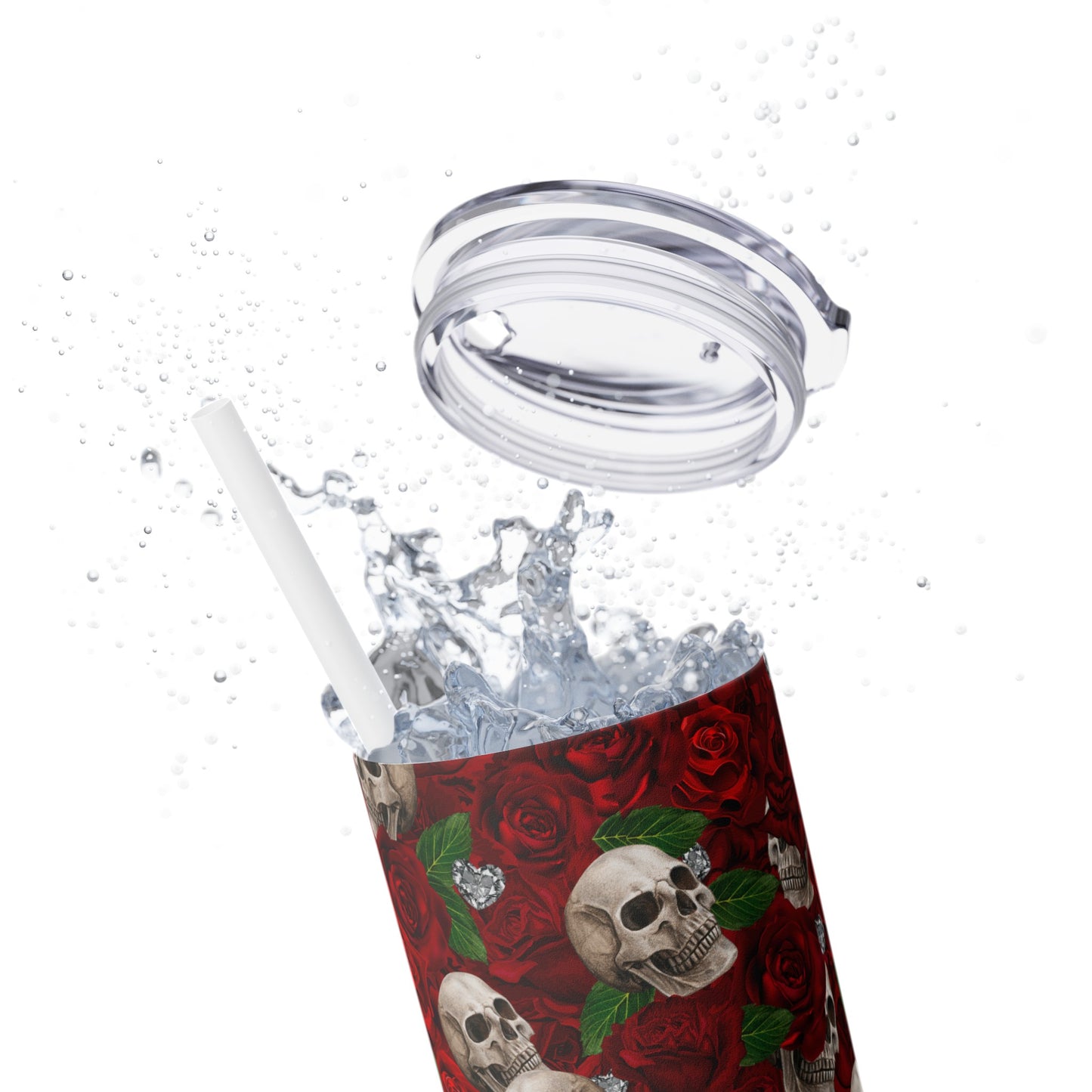 Rose & Skulls (Red) Skinny Matte Tumbler, 20oz