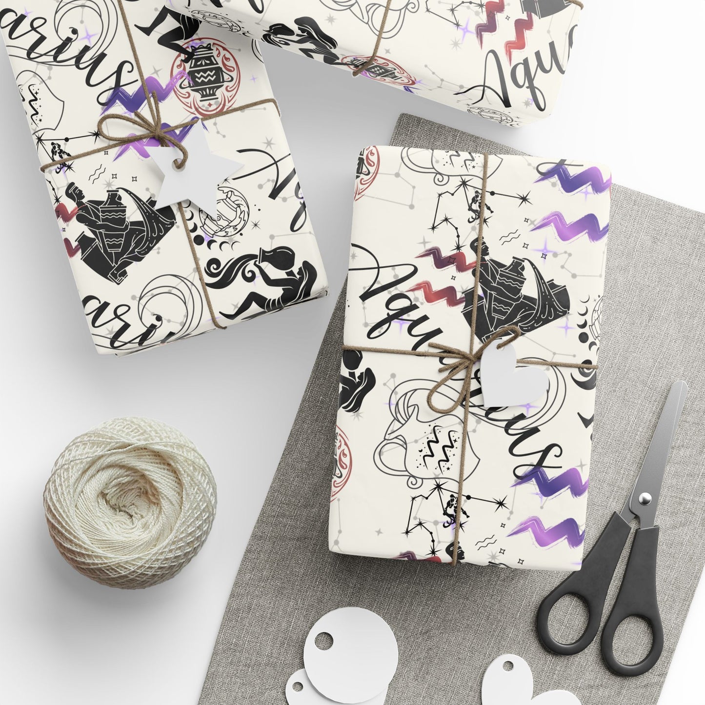 Aquarius | Cream | Zodiac Birthday Wrapping Papers
