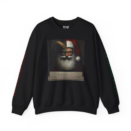 Naughty List "Hope I’m Not On It" Crewneck Sweatshirt — Cozy Ugly Holiday Krampus Pullover