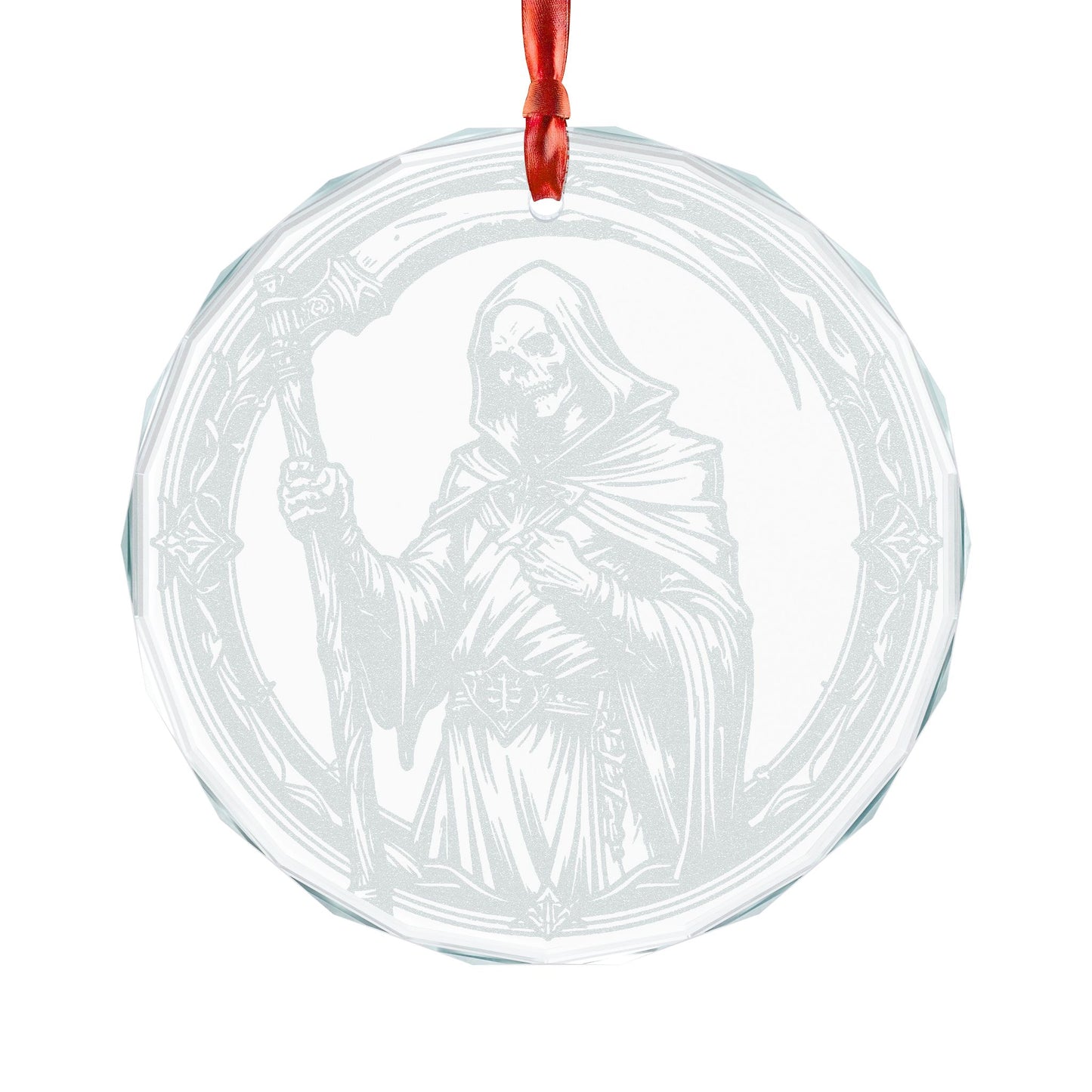 Engraved Glass Ornament | Grim Reaper Gothic Holiday Decoration