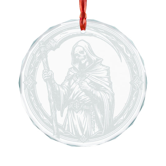 Engraved Glass Ornament | Grim Reaper Gothic Holiday Decoration