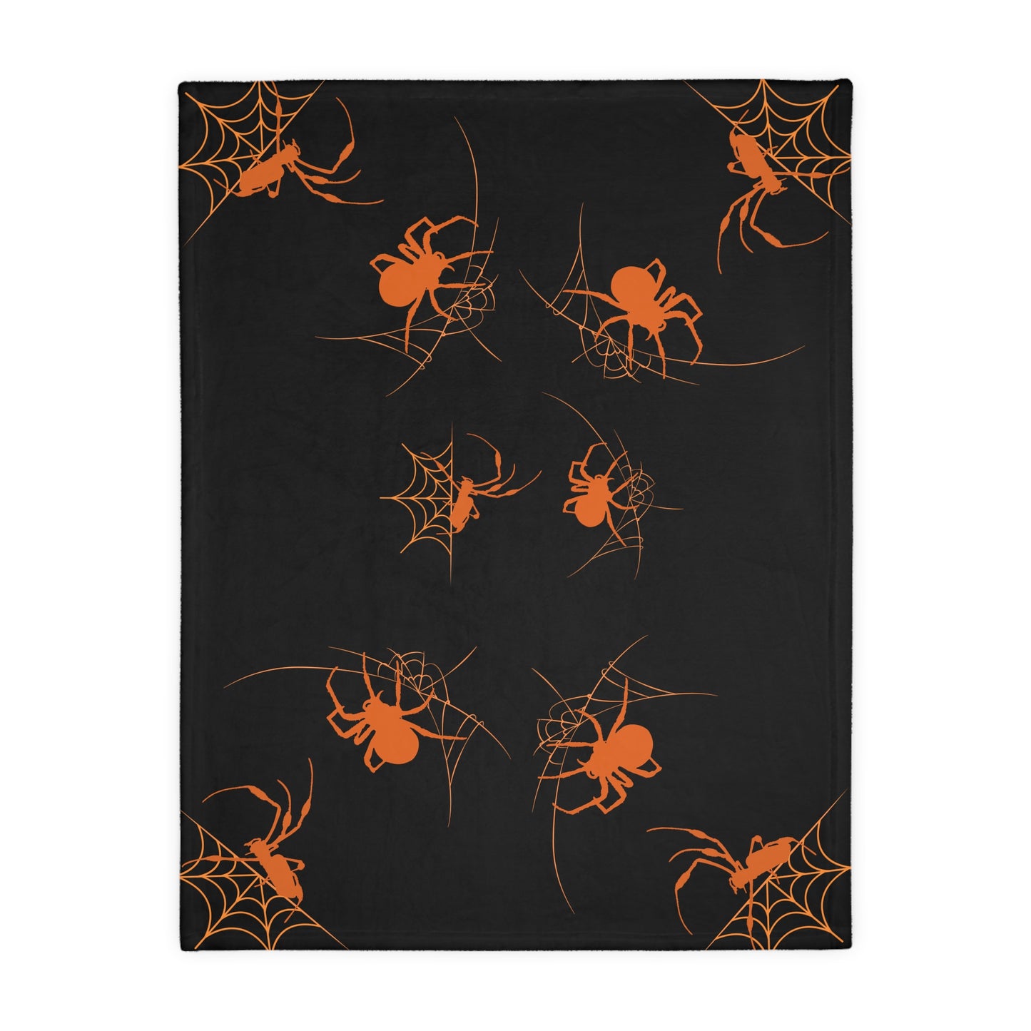 Spiders in Pumpkin | Velveteen Microfiber Blanket (Two Sided)