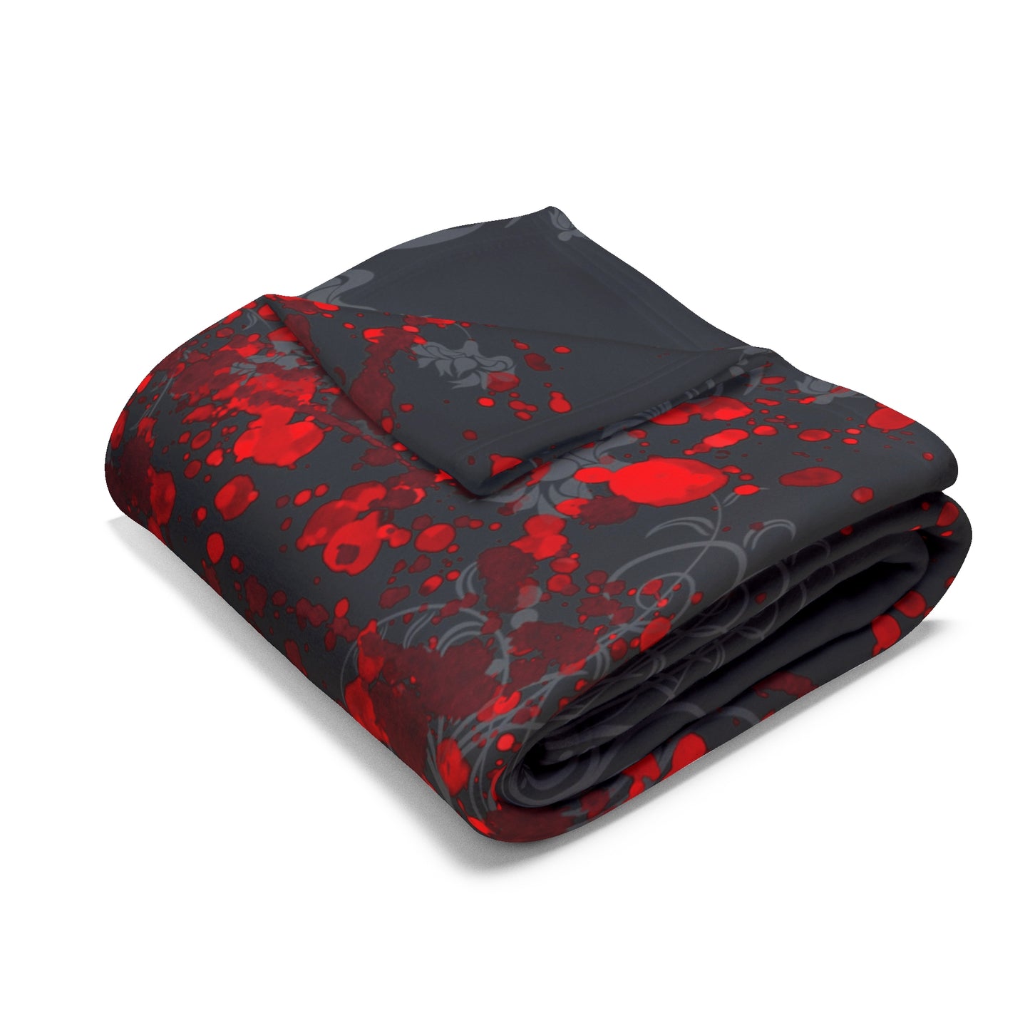 Black Feathers and Red Roses | Velveteen Microfiber Blanket