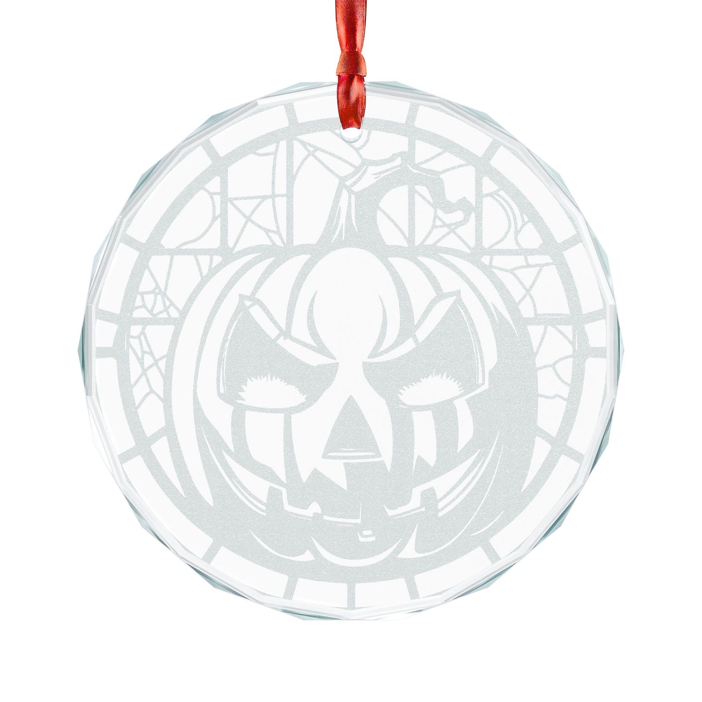 Craved Pumpkin Ornament | Engraved Glass Holiday Decoration